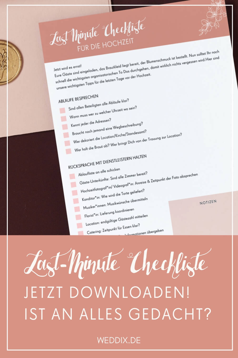 Hochzeit Checkliste Last Minute